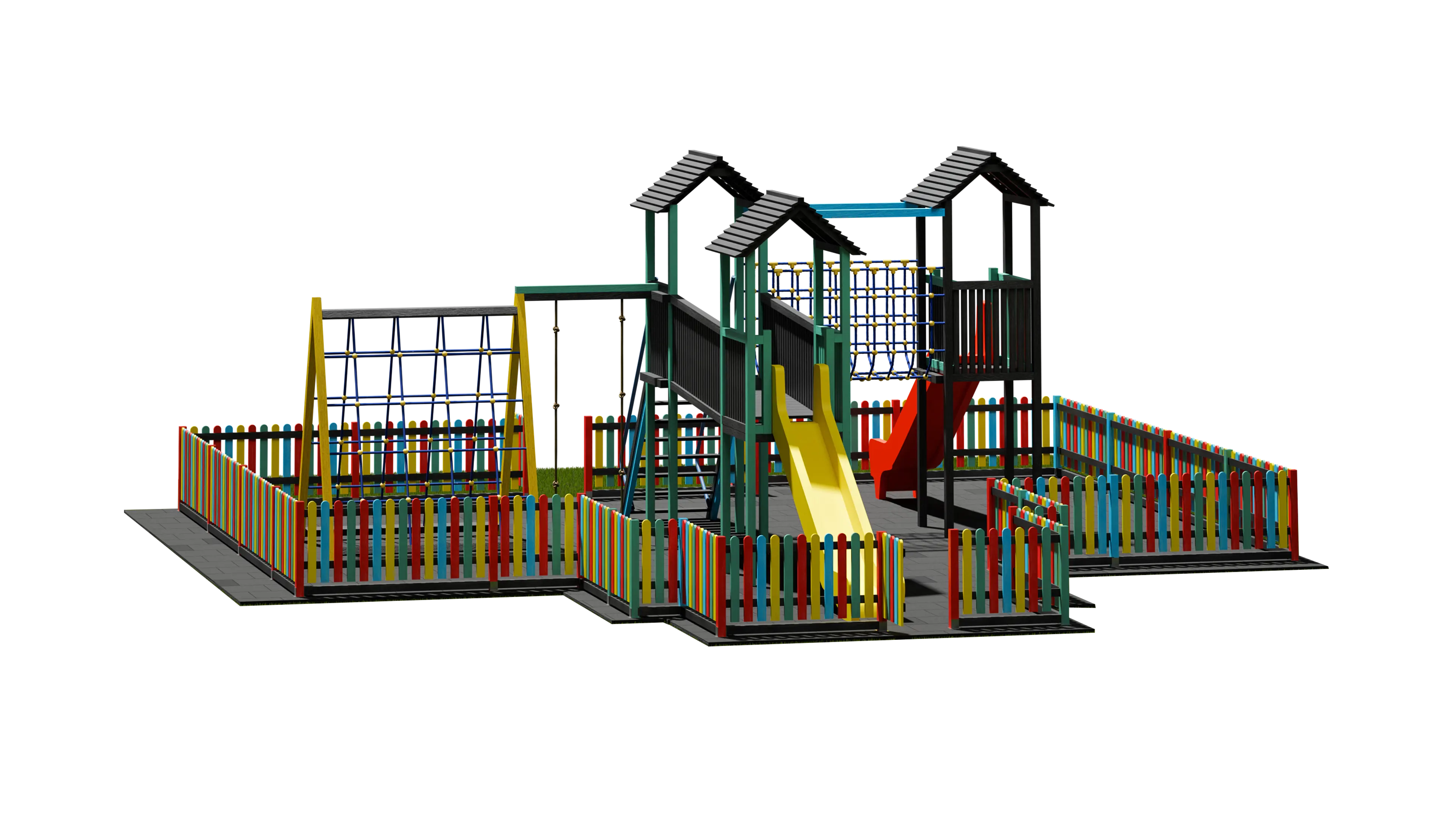 Complete outdoor children's playground made of recycled MIELL GREEN plastic