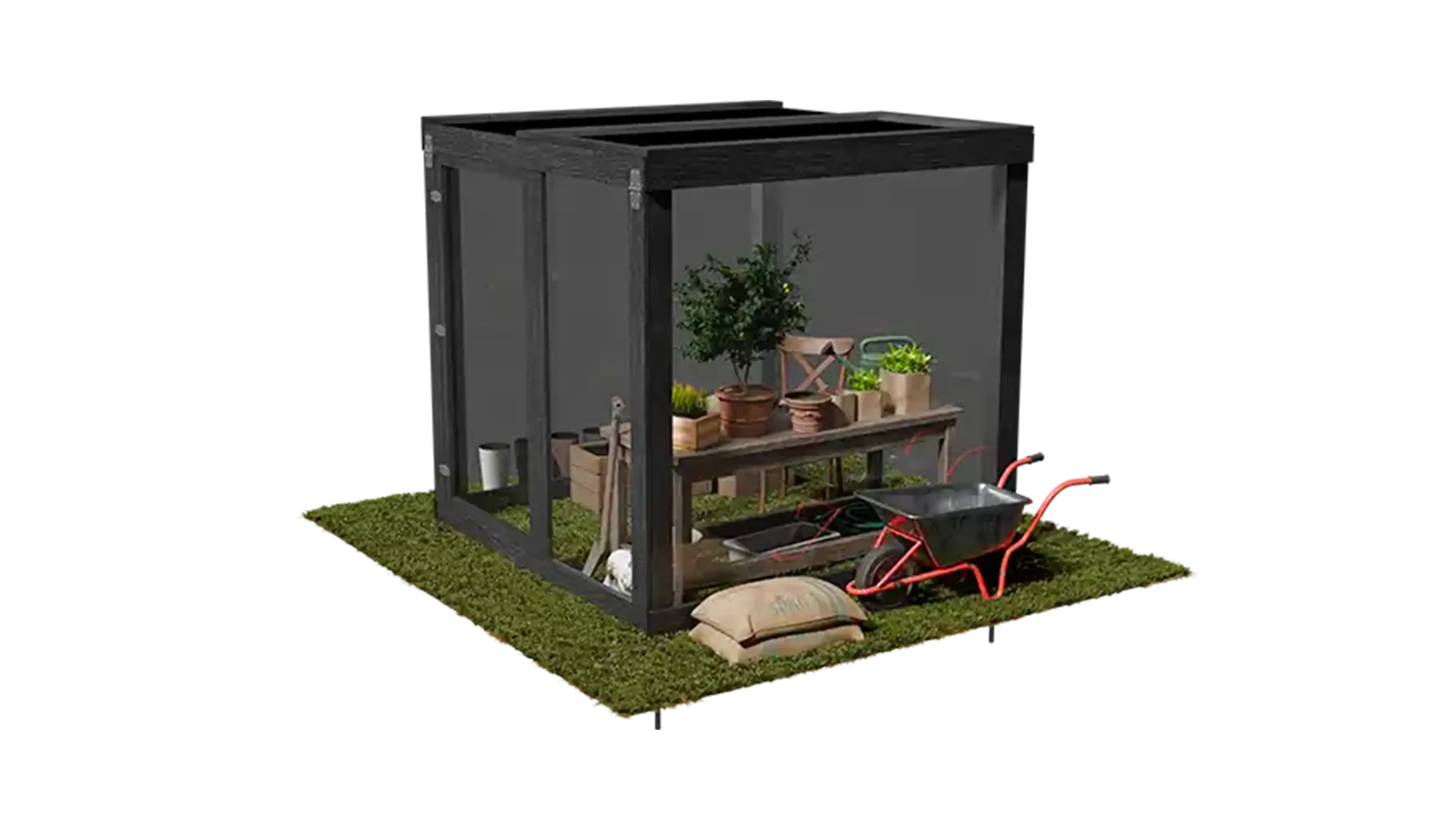 Garden greenhouse, storage house, 2mx2m, made of recycled Miell Green plastic